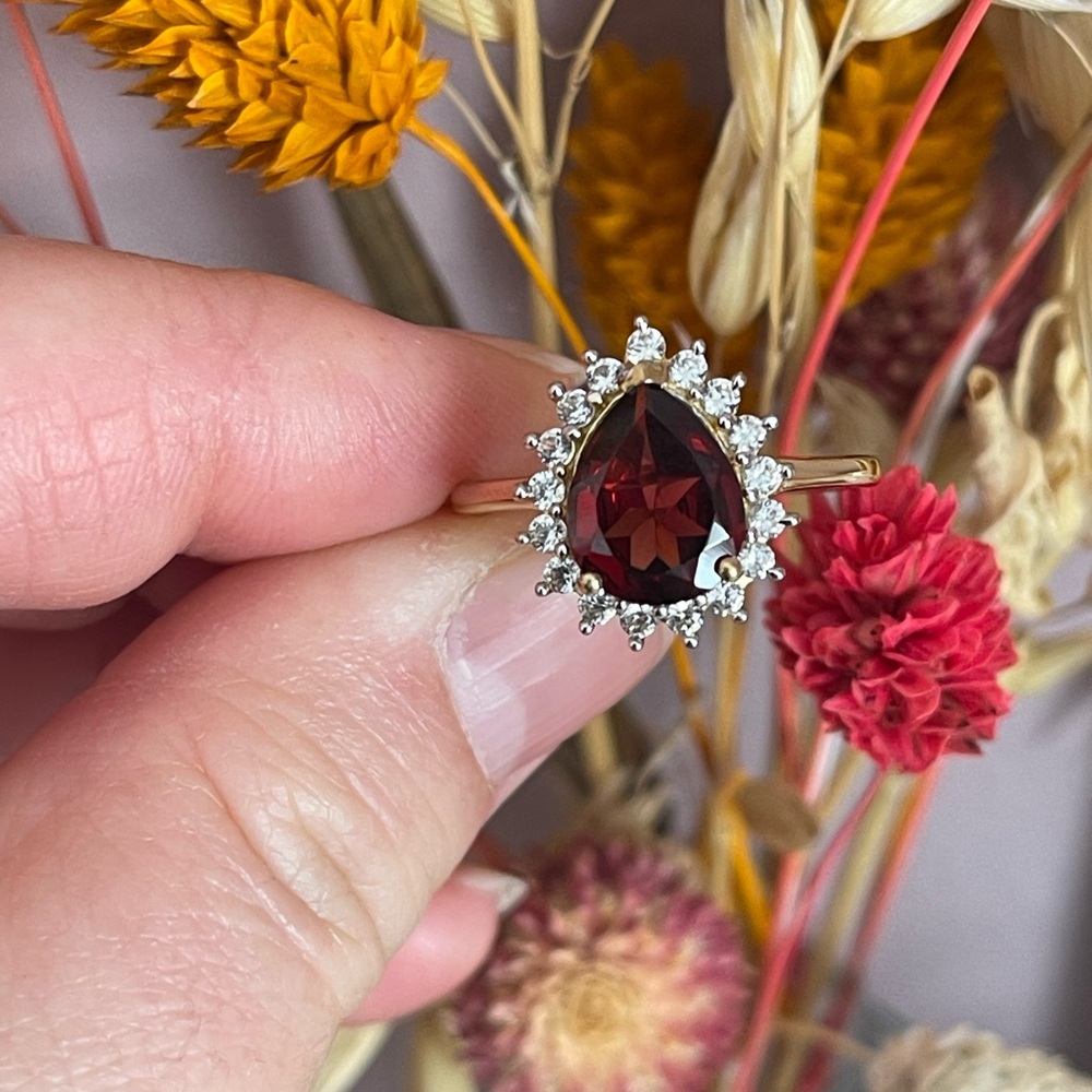 BOGO Garnet Halo Ring